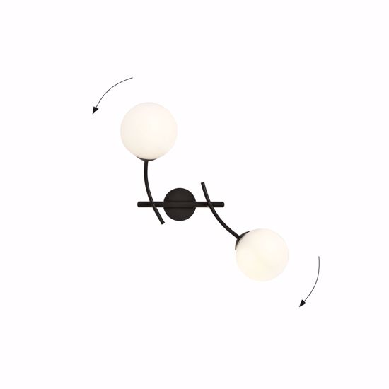 Applique da parete nera luci orientabili moderna bocce vetro bianco