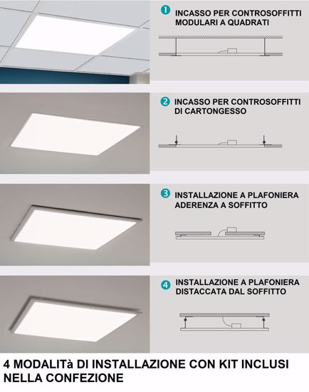 Pannello led 60x60 40w 4000k da incasso plafone