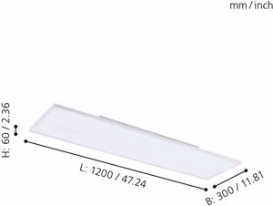 Plafoniera led 120x30 33w 4000k bianca