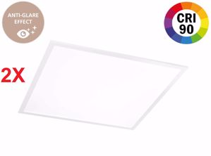 Led panel confezione n2 pannelli 60x60 40w 4000k urg&lt;19 cri&gt;90 da incasso anti abbagliamento