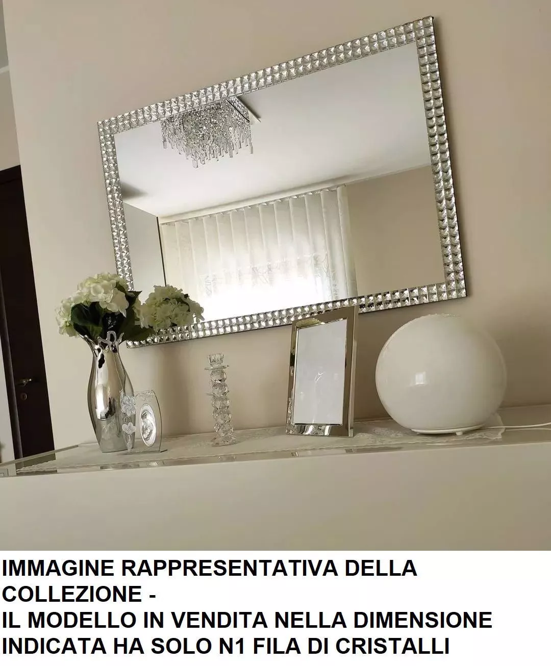 Specchio da parete ovale lungo Argentato senza cornice cm 60x4 150h  CASSANDRA