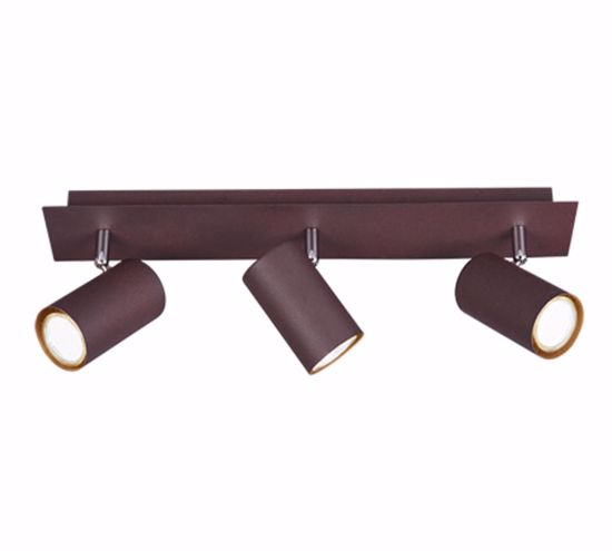 Plafoniera lampada con 3 faretti gu10 led orientabili marrone corten