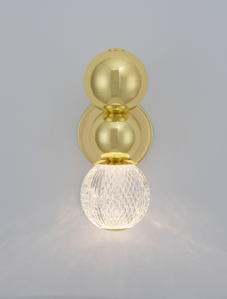 Applique elegante per camera da letto sfere oro trasparente  3200k 4w
