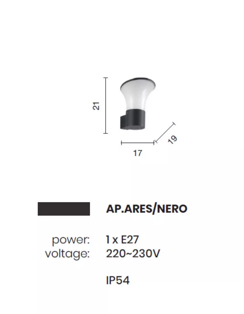 Applique esterno ares nero ondaluce ip54 - AP-ARES-NERO