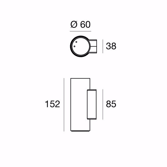 Applique da parete monoemissione birba linea light cilindro bianco gu10