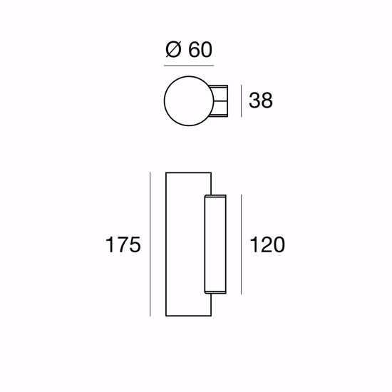 Birba linea light applique da parete doppia luce metallo bianco cilindrica