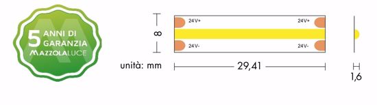 Striscia led cob 3000k 11,2w mt 24v bobina 5mt ip20 per interni