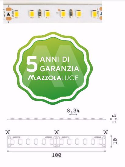 Bobina 5mt striscia led 14,4w mt 3000k 24v ip20 per interni ideal lux