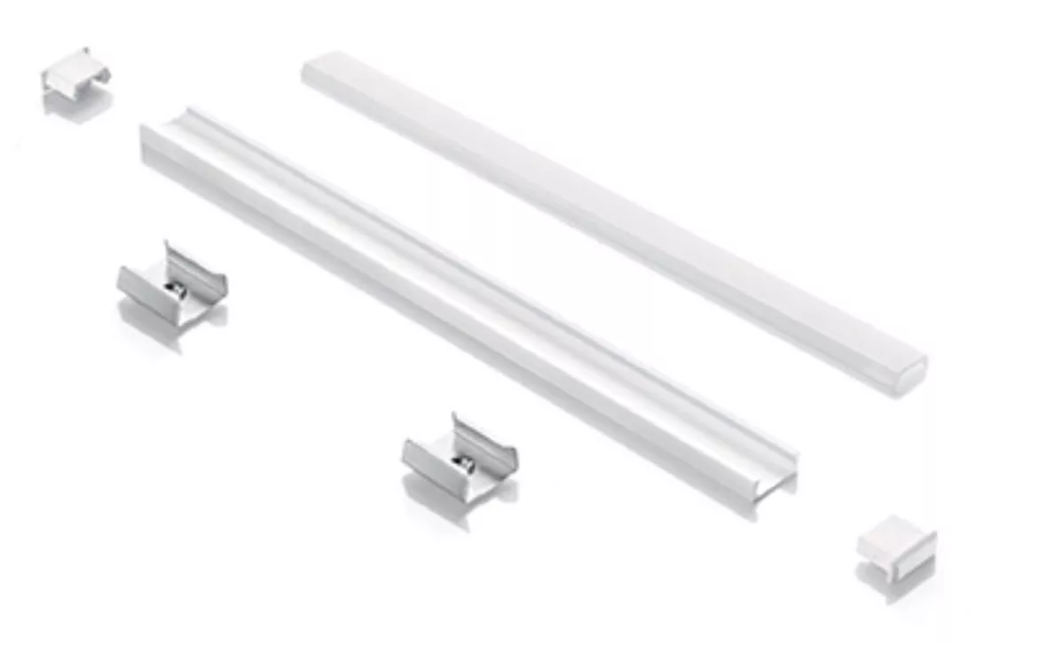 Profilo 1mt esterno alluminio grigio con kit diffusore per strip led max  11mm - 4C15