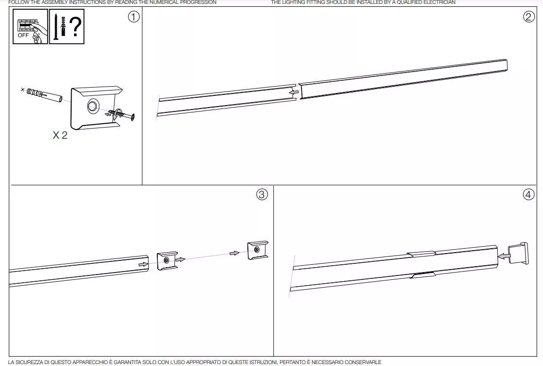 Profilo 2mt esterno alluminio bianco con kit diffusore per strip led max  11mm - 797F