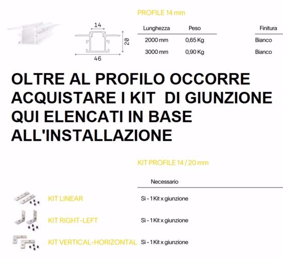 Profilo 3mt bianco da incasso cartongesso con diffusore per strip led max 14mm ideal lux