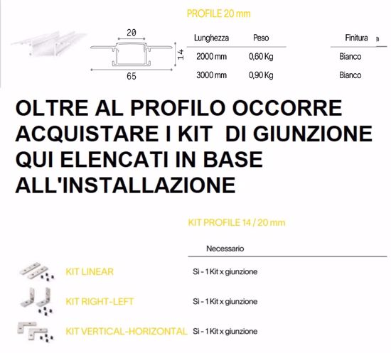 Profilo da incasso 2 metri alluminio bianco per strip con diffusore pvc max 20mm ideal lux