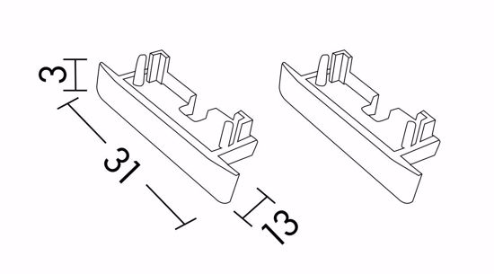 Tappi di chiusura in plastica 2pz per profilo da incasso strip led