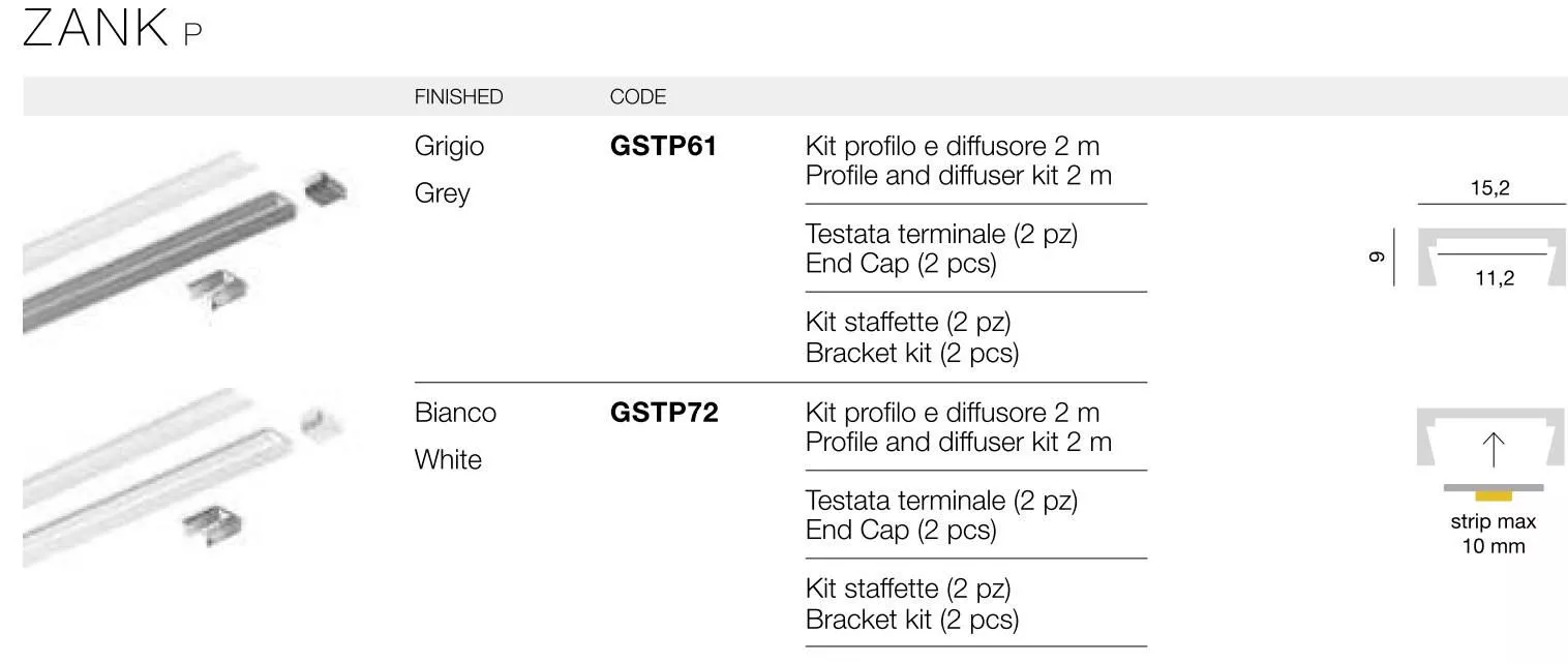 Profilo in alluminio SKUB per strisce LED 2mt GEALED