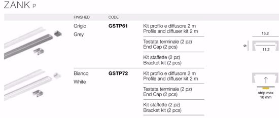 Kit profilo plafone grigio 2mt per strip led max 10mm gea luce diffusore staffe tappi
