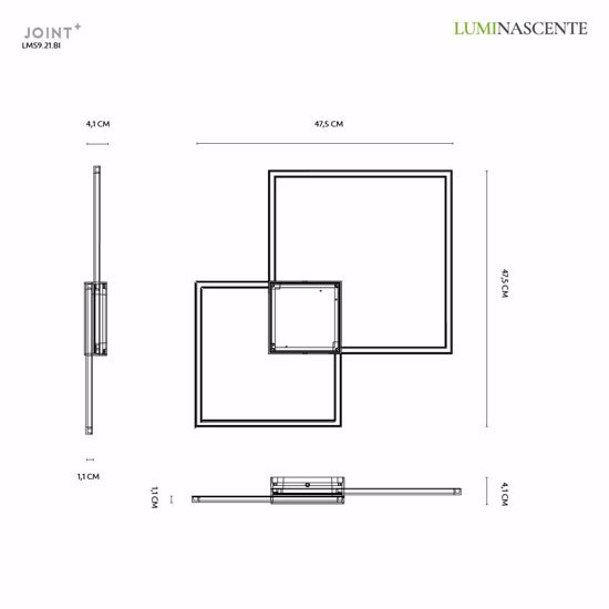 Plafoniera quadrata moderna bianca 22w 3000k rettangolare vivida international