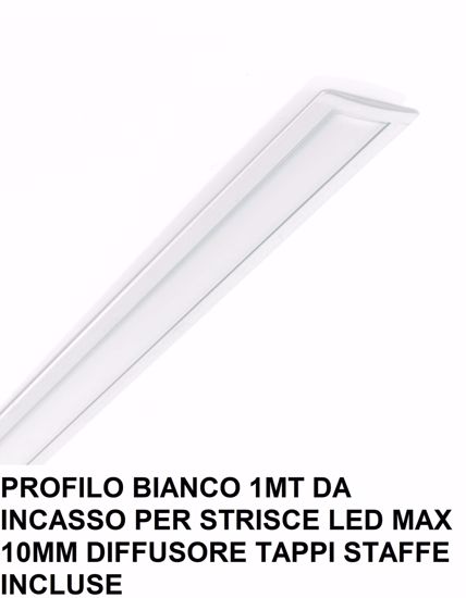 Ideal lux profilo 1mt da incasso bianco per strip led max 10mm diffusore accessori inclusi