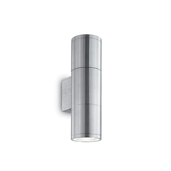 Gun ap2 small applique per esterno cilindro ip44 alluminio ideal lux