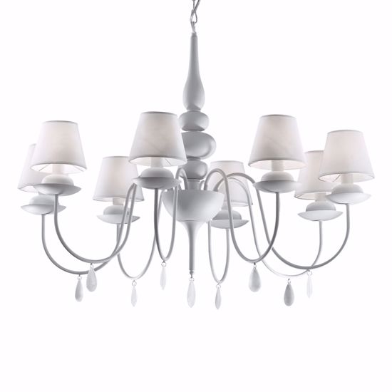 Blanche sp8 lampadario classico bianco 8 luci goccia ideal lux