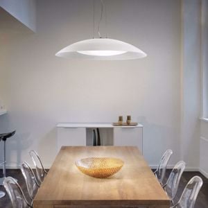 Lena sp3 d74 lampadario per cucina campana doppio vetro bianco ideal lux