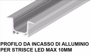 Profilo da incasso alluminio per strisce max 10mm alluminio grigio 0457