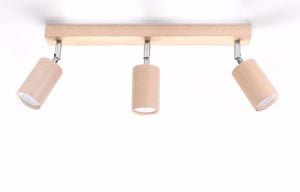 Lampada da soffitto led con faretti in legno 3 luci orientabili