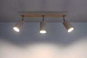 Lampada da soffitto led con faretti in legno 3 luci orientabili