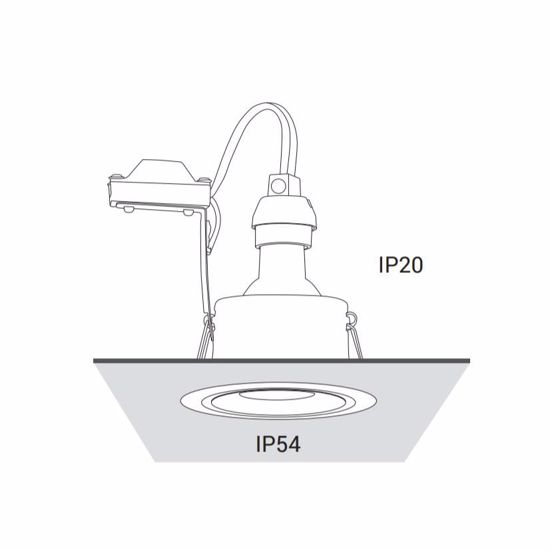 Faretto da incasso nero per controsoffitto da bagno doccia quadrato