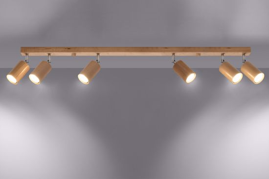 Binario design di legno con faretti orientabili 6 luci gu10