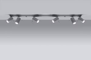 Binario led design grigio con 6 faretti gu10 orientabili