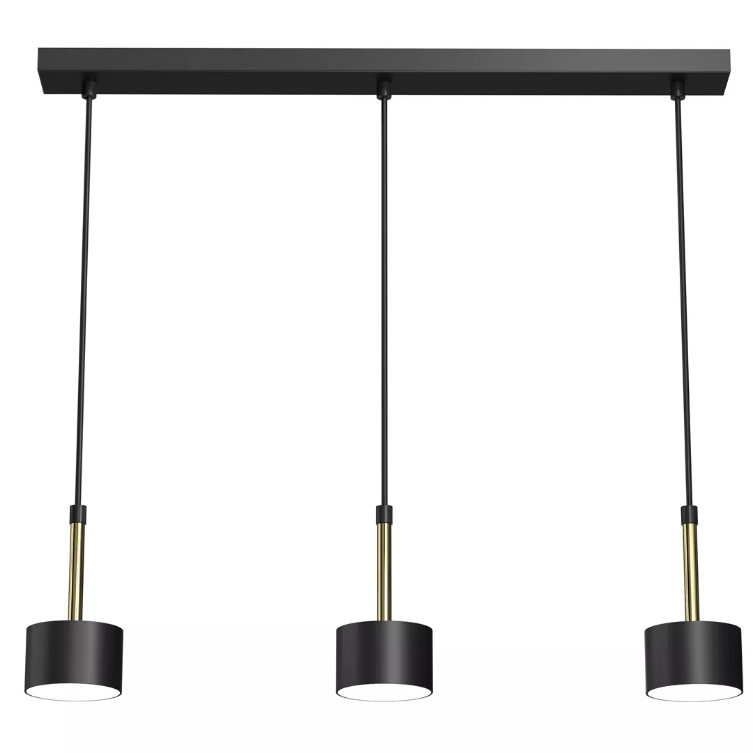 Lampadario binario per tavolo soggiorno cucina tre sospensioni nero oro -  7CB3