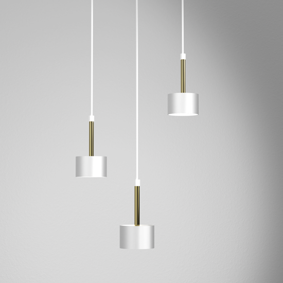 Lampadario moderno 3 luci grappolo bianco oro