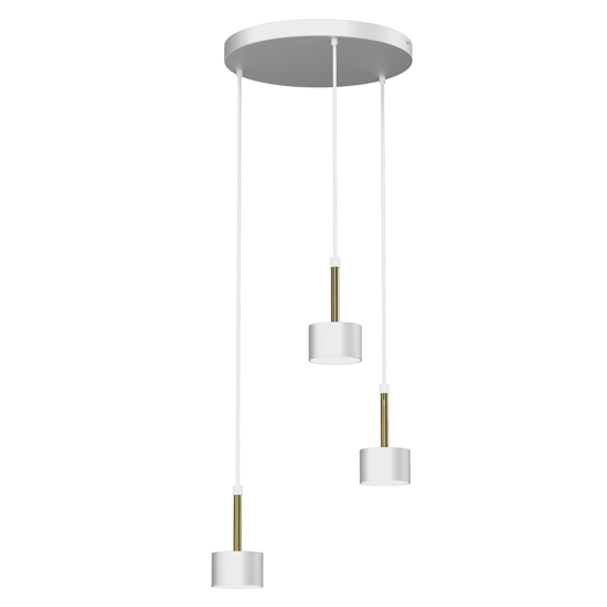 Lampadario moderno 3 luci grappolo bianco oro