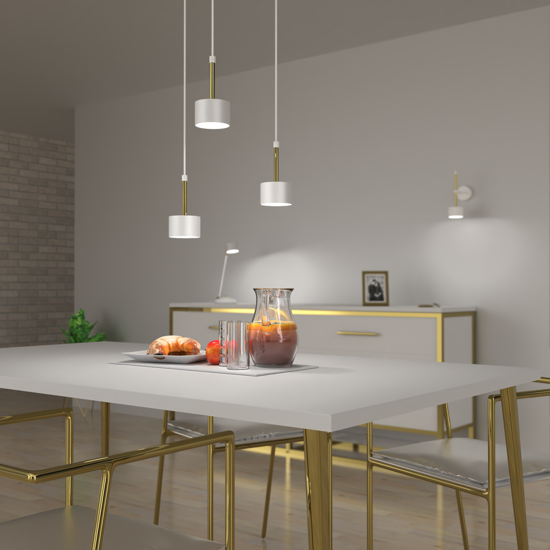 Lampadario moderno 3 luci grappolo bianco oro