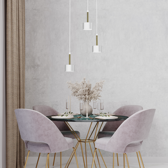 Lampadario moderno 3 luci grappolo bianco oro