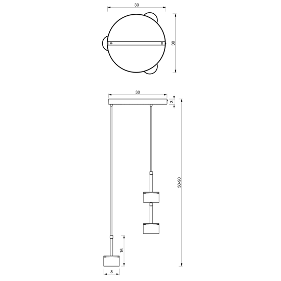 Lampadario moderno 3 luci grappolo bianco oro