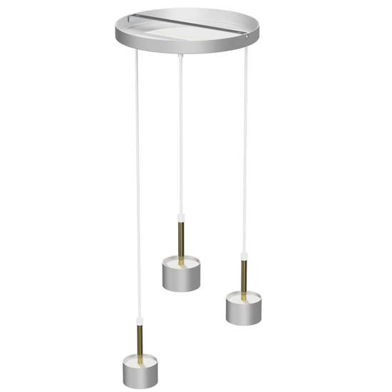 Lampadario moderno 3 luci grappolo bianco oro