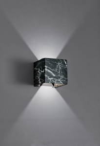 Applique led 13w 3000k cubo cemento effetto marmo nero