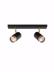 Lampada da soffitto nero oro con 2 faretti led orientabili