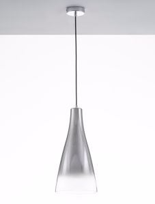 Lampadario per cucina moderna cono di vetro cromo