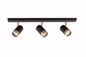 Barra con 3 faretti led gu10 nero oro orientabili da soffitto