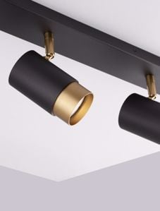 Barra con 3 faretti led gu10 nero oro orientabili da soffitto