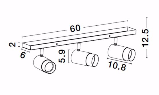 Barra con 3 faretti led gu10 nero oro orientabili da soffitto