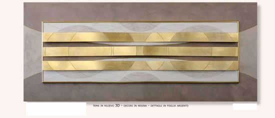 Quadro 155x65 moderno onde oro per soggiorno