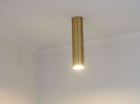 Faretto gu10 led da soffitto cilindro oro satinato