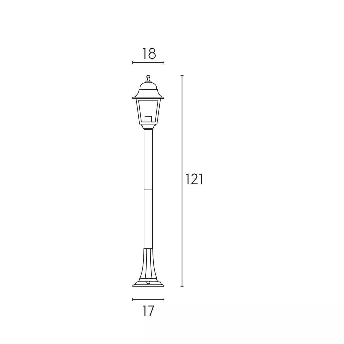 Lampione nero da giardino ip43 per esterno stile classico - 7EFA