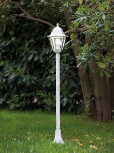 Lampione classico da giardino bianco argento