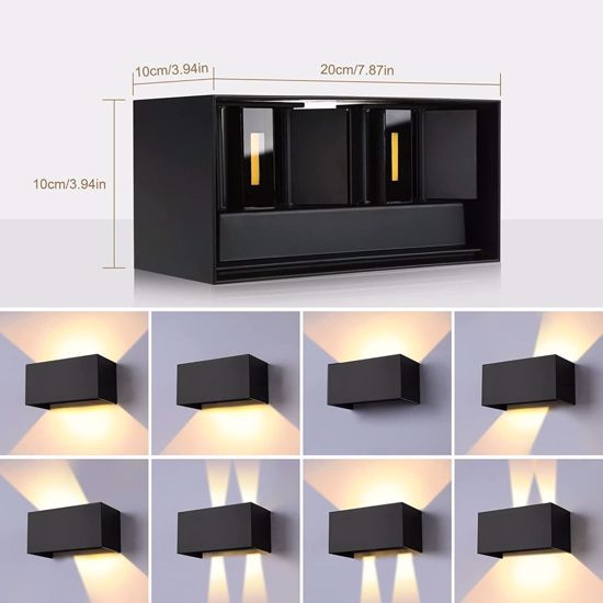 Applique rettangolare nero 24w 3000k ip54 da esterno fasci luce direzionali