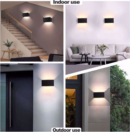 Applique rettangolare nero 24w 3000k ip54 da esterno fasci luce direzionali