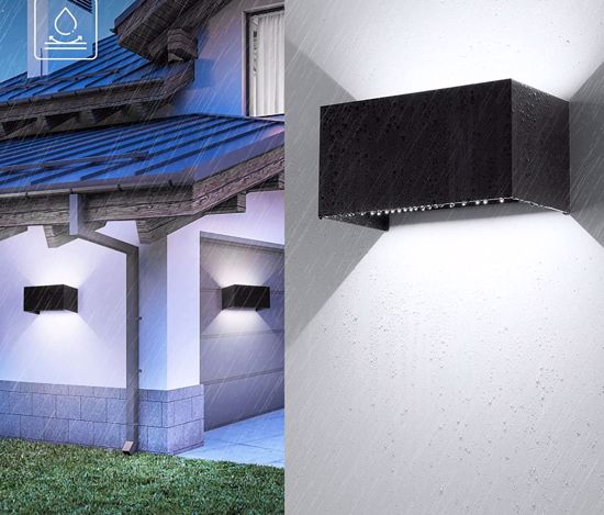 Applique rettangolare nero 24w 3000k ip54 da esterno fasci luce direzionali